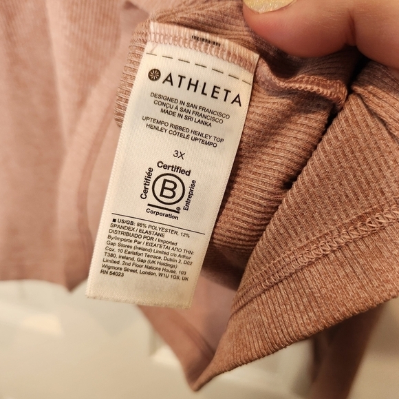 Athleta Uptempo Ribbed Henley Top Palermo Pink Size 3X - Picture 4 of 14